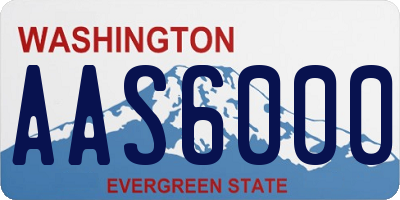 WA license plate AAS6000