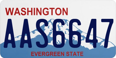 WA license plate AAS6647