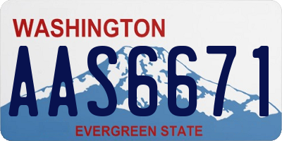 WA license plate AAS6671