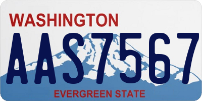 WA license plate AAS7567
