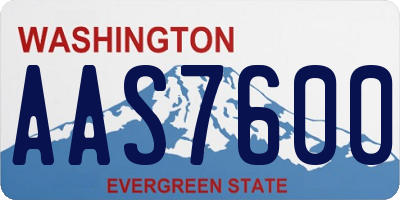 WA license plate AAS7600