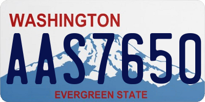 WA license plate AAS7650