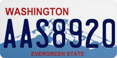 WA license plate AAS8920
