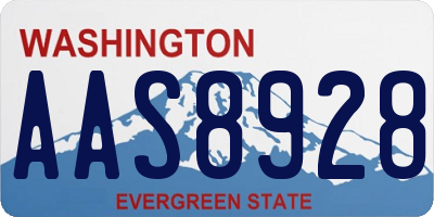 WA license plate AAS8928