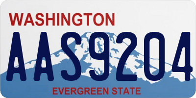 WA license plate AAS9204