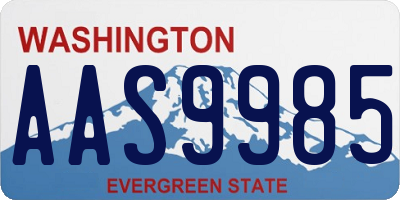 WA license plate AAS9985