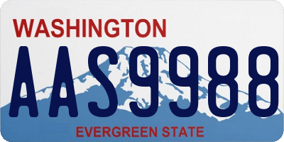 WA license plate AAS9988