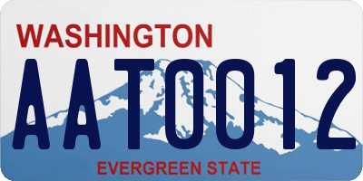WA license plate AAT0012
