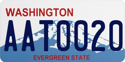 WA license plate AAT0020