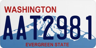 WA license plate AAT2981