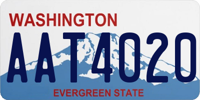 WA license plate AAT4020