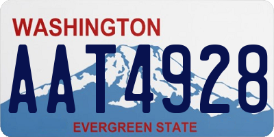 WA license plate AAT4928