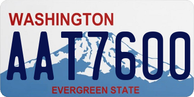 WA license plate AAT7600