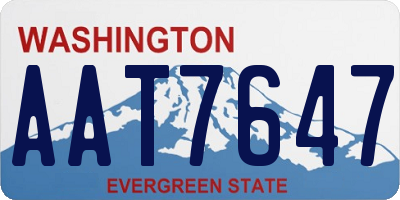 WA license plate AAT7647