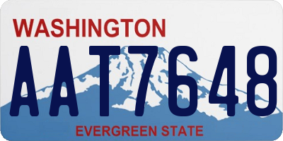 WA license plate AAT7648