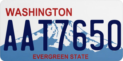 WA license plate AAT7650