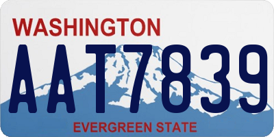 WA license plate AAT7839