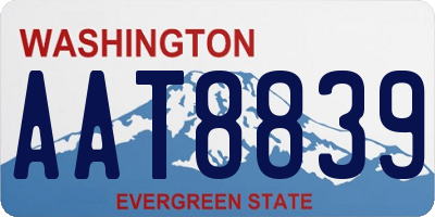 WA license plate AAT8839