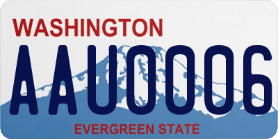 WA license plate AAU0006