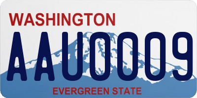 WA license plate AAU0009