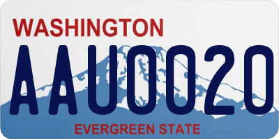 WA license plate AAU0020