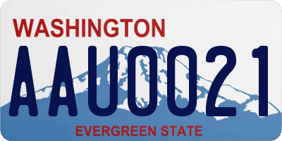 WA license plate AAU0021