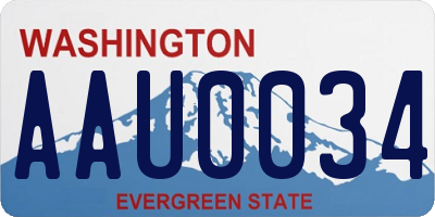 WA license plate AAU0034