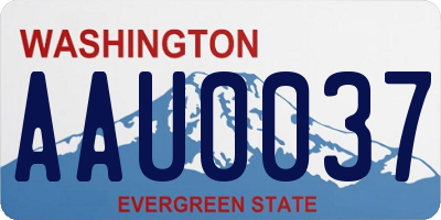 WA license plate AAU0037