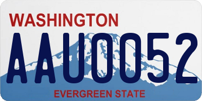WA license plate AAU0052