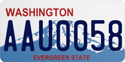 WA license plate AAU0058