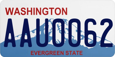 WA license plate AAU0062