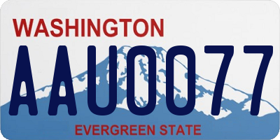 WA license plate AAU0077