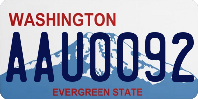 WA license plate AAU0092