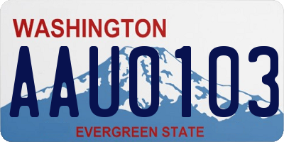 WA license plate AAU0103