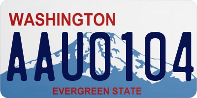 WA license plate AAU0104