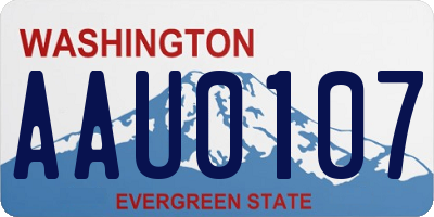 WA license plate AAU0107