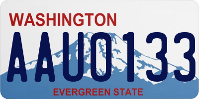 WA license plate AAU0133