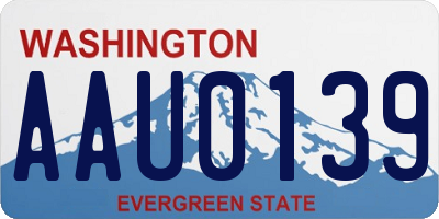 WA license plate AAU0139