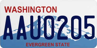 WA license plate AAU0205