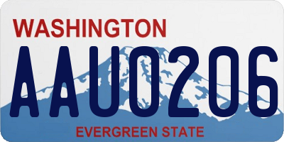 WA license plate AAU0206