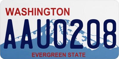 WA license plate AAU0208