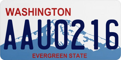 WA license plate AAU0216