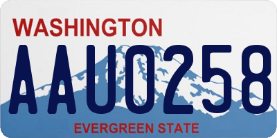 WA license plate AAU0258