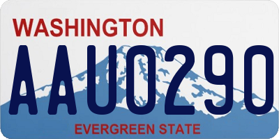 WA license plate AAU0290