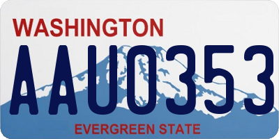 WA license plate AAU0353