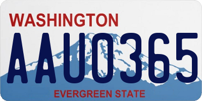 WA license plate AAU0365