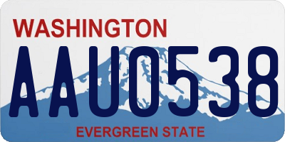 WA license plate AAU0538