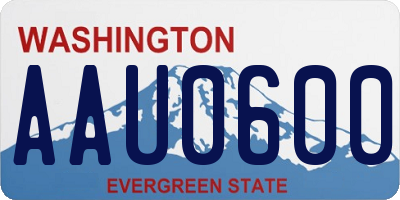 WA license plate AAU0600