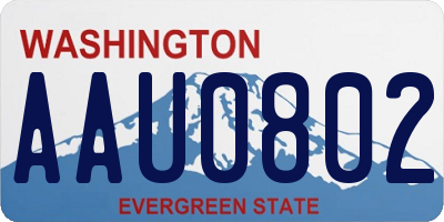 WA license plate AAU0802