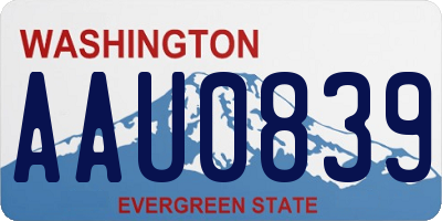WA license plate AAU0839
